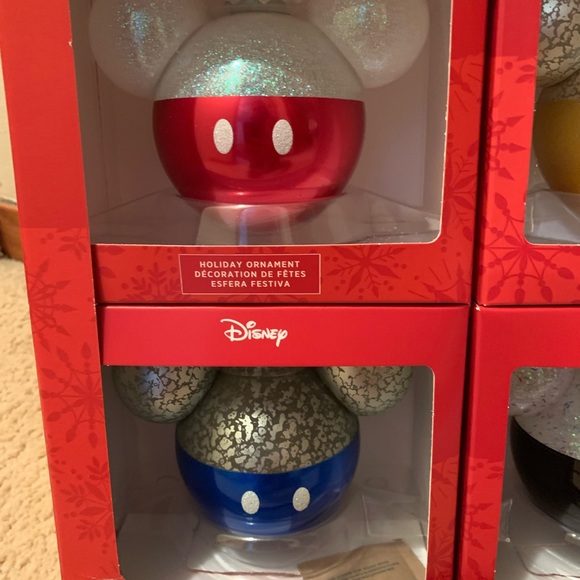 Brand New 4 pack Hallmark Glass Disney Mickey Mouse Ornaments - Picture 2 of 3